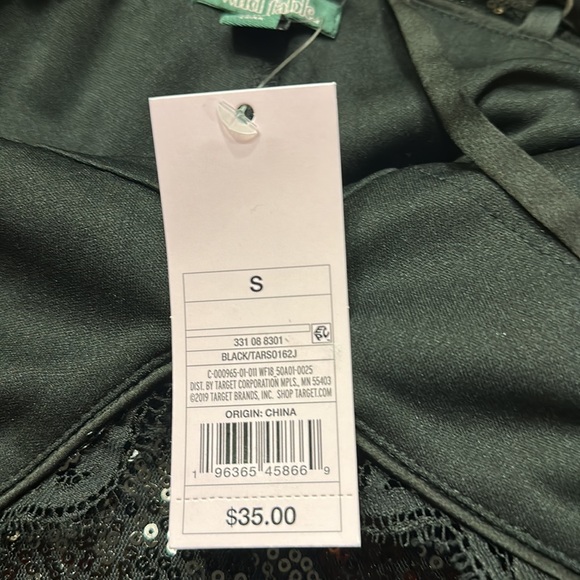 Women's Black Lace Trim Sequin Slip Dress - Wild Fable™- Fully lined - Picture 10 of 12